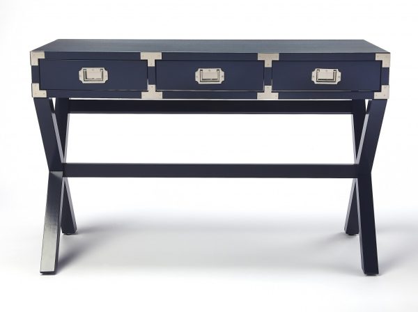 46" Blue Writing Desk With Three Drawers - Image 2