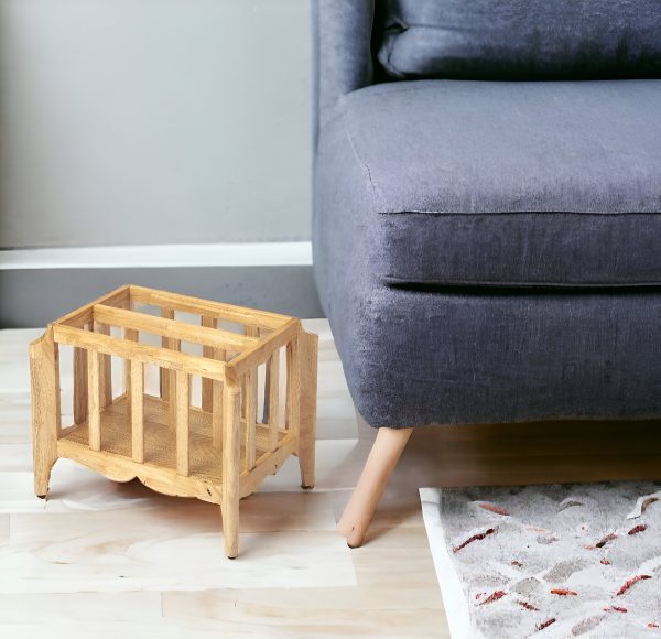 21" Natural Wood Magazine Basket - Image 3