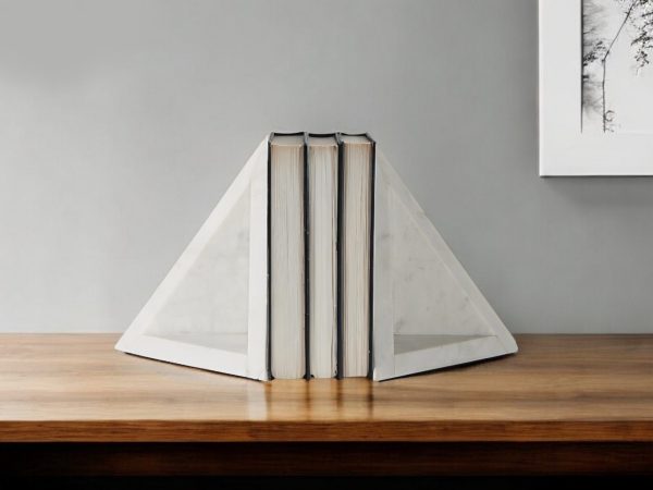 Set of Two 7" White Metal Decorative Bookends