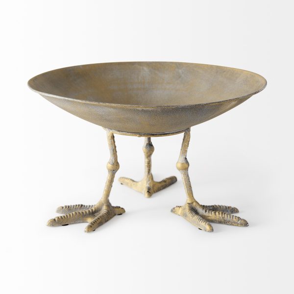 Antiqued Gold Webbed Feet Centerpiece Bowl - Image 3