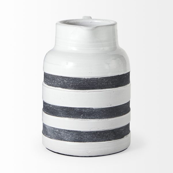 9" Blue And White Cylinder Ceramic Urns Jars - Image 3