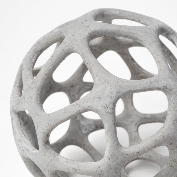 6" Gray Metal Abstract Decorative Orb Tabletop Sculpture - Image 3