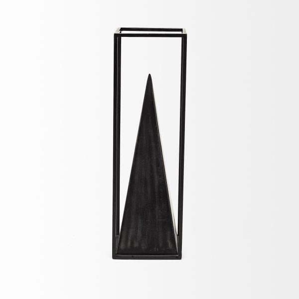 Black Metal Framed Pyramid Sculpture - Image 3