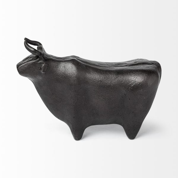 Black Cast Aluminum Bull Decor Piece - Image 2