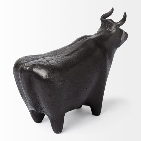 Black Cast Aluminum Bull Decor Piece - Image 3
