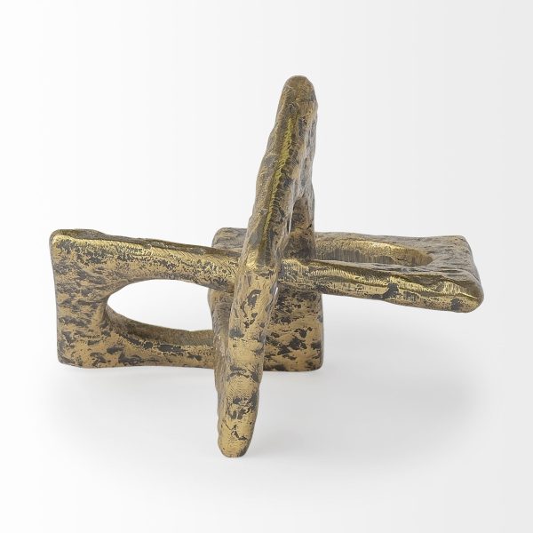 Handcrafted Rustic Gold Large Abstract Sculpture - Image 2