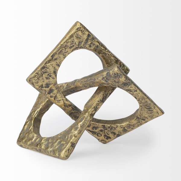 Handcrafted Rustic Gold Large Abstract Sculpture - Image 3