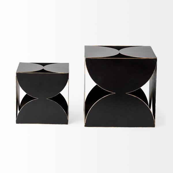 6" Contemporary Black Metal Geo Cube Sculpture - Image 2