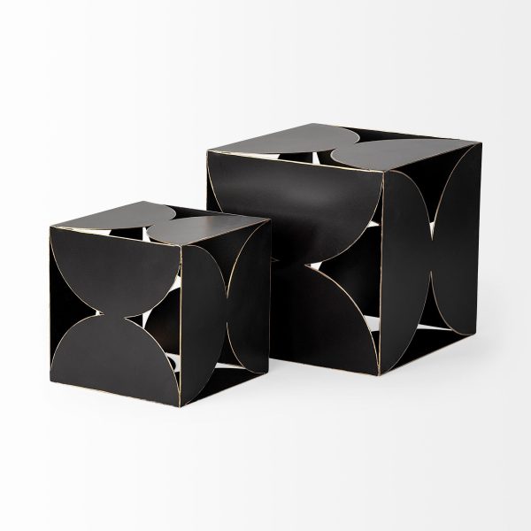 6" Contemporary Black Metal Geo Cube Sculpture - Image 3