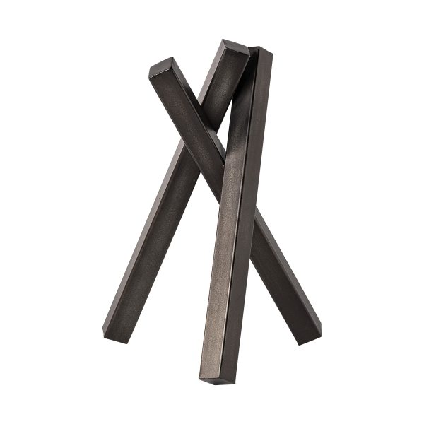 12" Gunmetal Gray Metal Abstract Geometric Tabletop Sculpture - Image 2