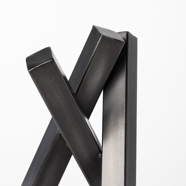 12" Gunmetal Gray Metal Abstract Geometric Tabletop Sculpture - Image 3