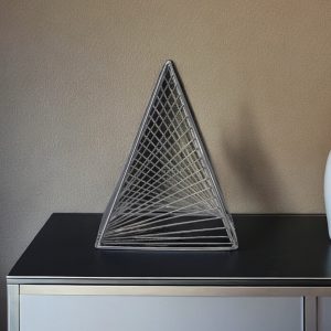Contemporary Gray Metal Triangular Decor Piece