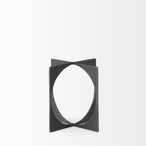 9" Charcoal Gray Metal Circle Square Sculpture - Image 3