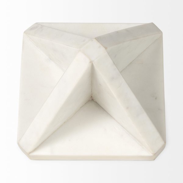 White Marble Geometric Square Sculpture - Image 2