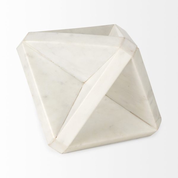 White Marble Geometric Square Sculpture - Image 3