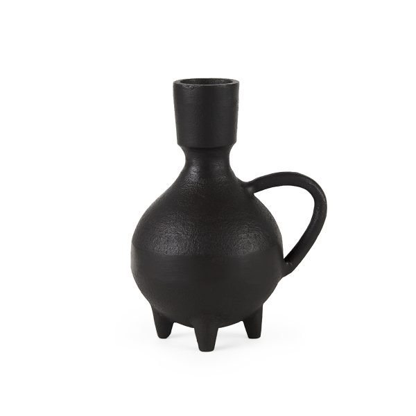 7" Black Ceramic Round Jug Vase - Image 2