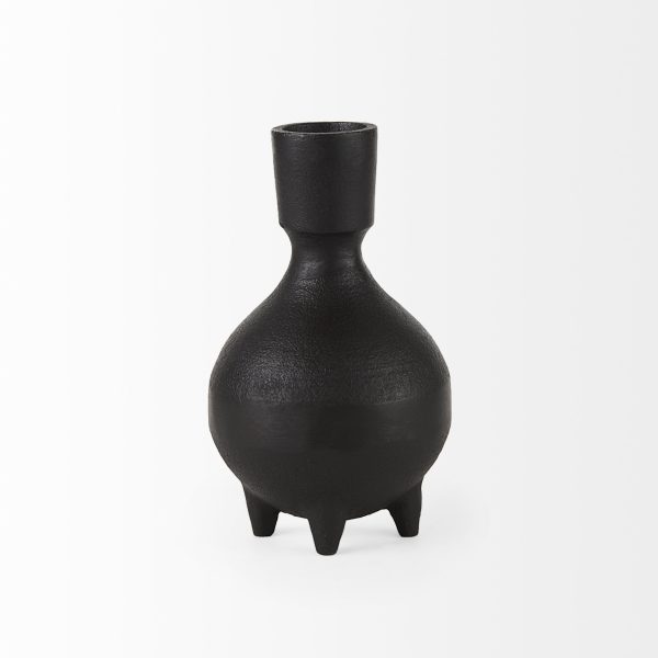 7" Black Ceramic Round Jug Vase - Image 3