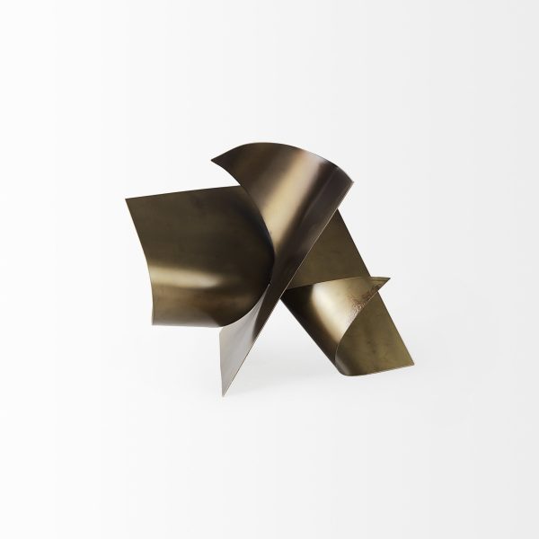 12" Contempo Antiqued Gold Abstract Sculpture - Image 2