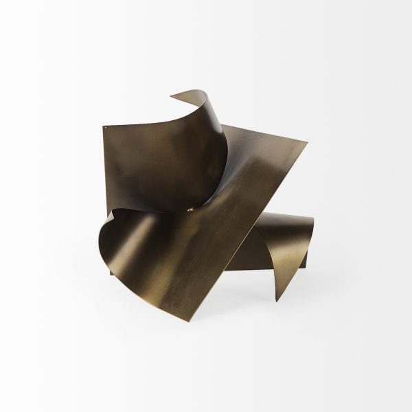 12" Contempo Antiqued Gold Abstract Sculpture - Image 3