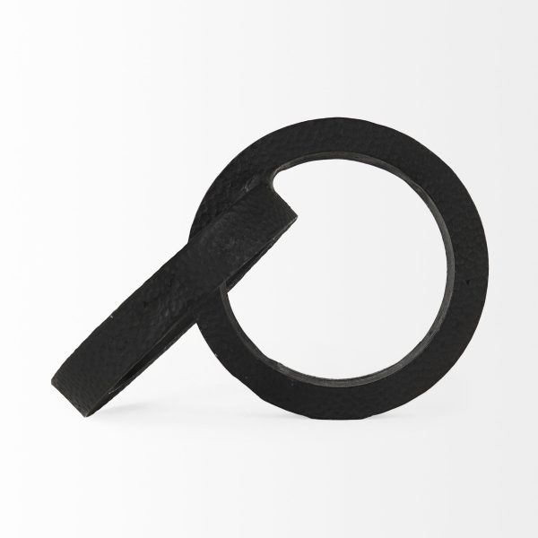 Two Ring Black Hammered Metal Sculpture - Image 3