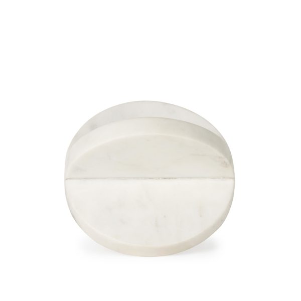 Petite White Marble Circular Sculpture - Image 3
