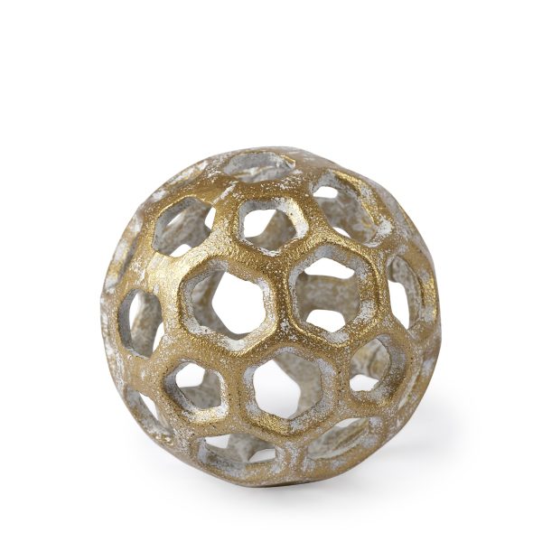 3" Gold Metal Decorative Orb Tabletop Sculpture - Image 2