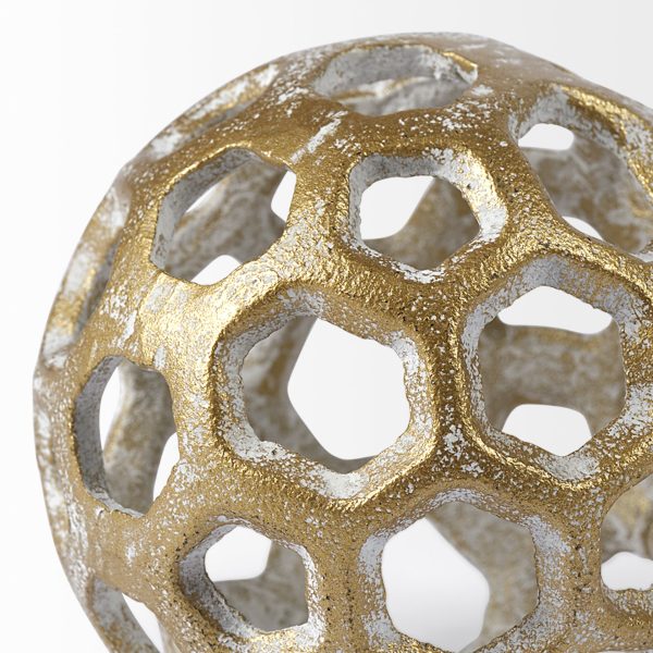 3" Gold Metal Decorative Orb Tabletop Sculpture - Image 3