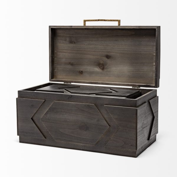 Set of Two 20" Brown Solid Wood Box - Image 3