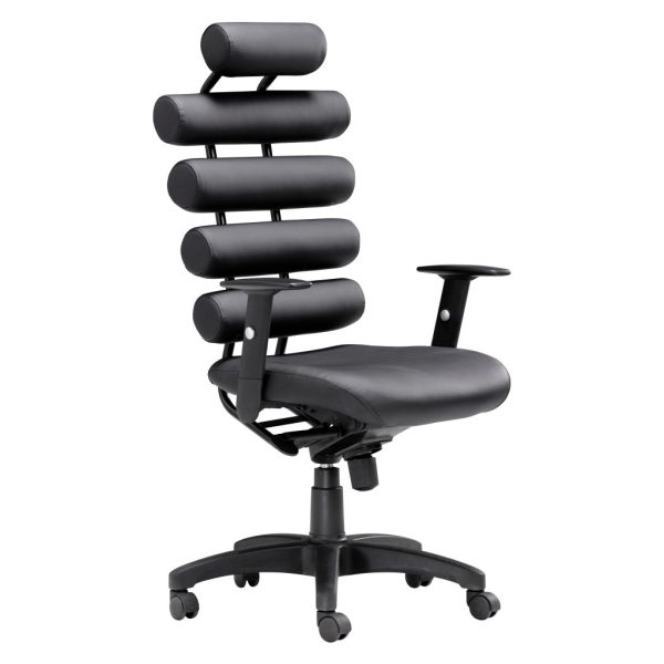 Black Adjustable Swivel Faux Leather Rolling Executive Office Chair - Image 3
