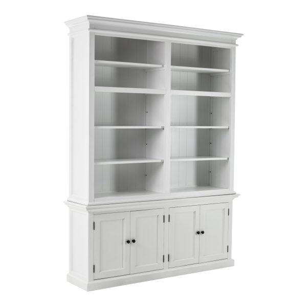 87" White Solid Wood Adjustable Four Tier Bookcase - Image 2