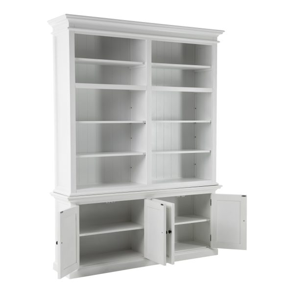 87" White Solid Wood Adjustable Four Tier Bookcase - Image 3