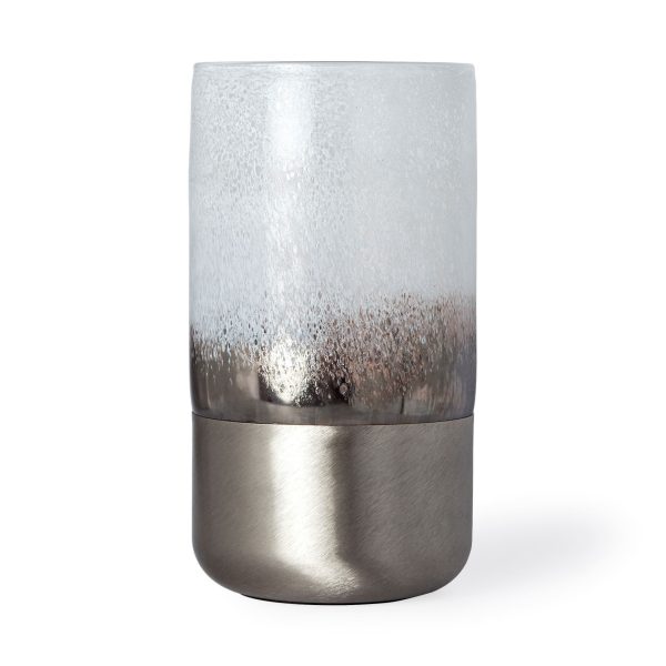 12" White Abstract Cylinder Crystal Glass Table Vase - Image 2