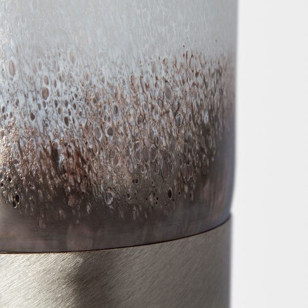 12" White Abstract Cylinder Crystal Glass Table Vase - Image 3
