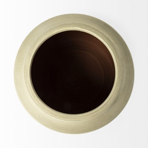 10" Blue White and Sand Coastal Ceramic Vase - Image 2