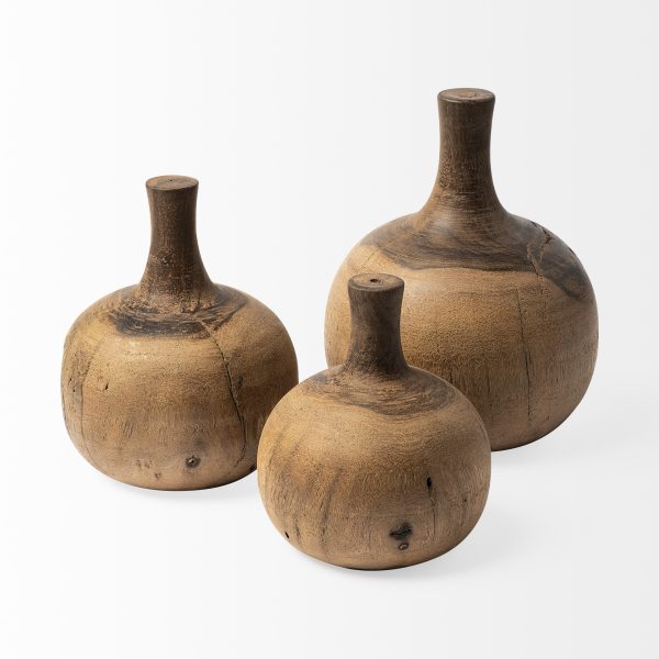 8" Vase Shaped Wooden Decor Piece - Image 2