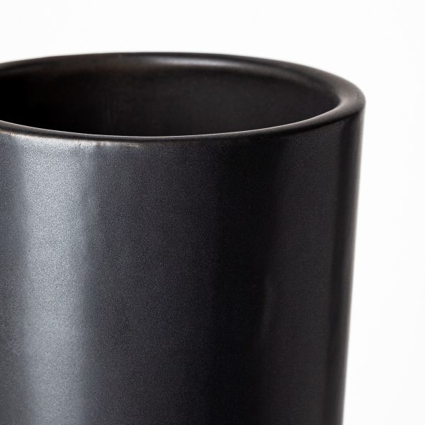 17" Matte Black Contempo Deco Ceramic Vase - Image 3