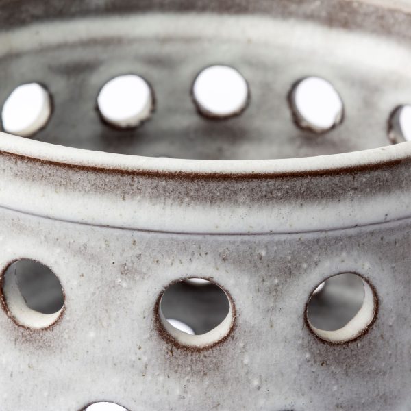 19" Organic White Glaze Pierced Dot Ceramic Vase - Image 3