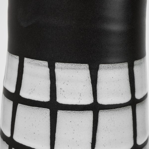 24" Black and White Modern Grid Ceramic Vase - Image 3