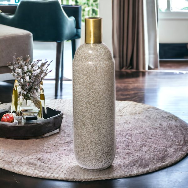 15" Brown Abstract Cylinder Crystal Glass Table Vase - Image 2