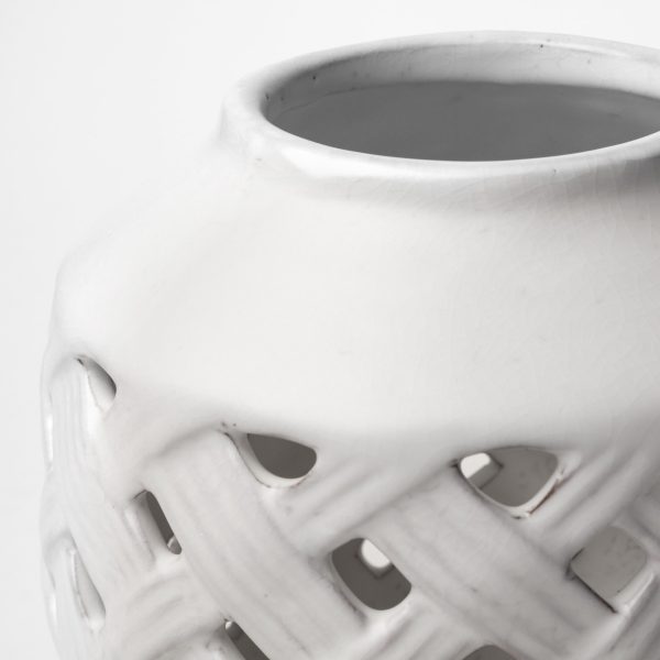 White Ceramic Latticed Vase - Image 3
