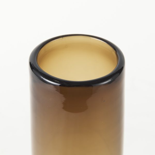 12" Brown Cylinder Crystal Glass Table Vase - Image 3