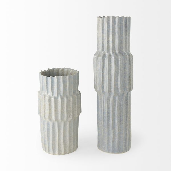 23" Jumbo Organic Textured Gray Vase - Image 3