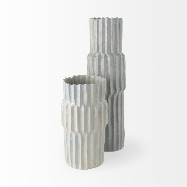 23" Jumbo Organic Textured Gray Vase - Image 2