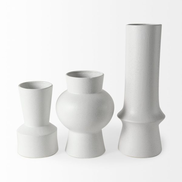 9" White Contempo Deco Ceramic Vase - Image 3
