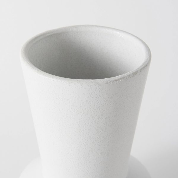 9" White Abstract Cylinder Ceramic Table Vase - Image 3