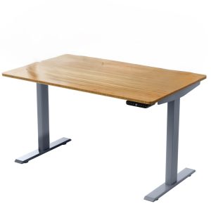 30" Adjustable Brown and Gray Stainless Steel Computer Desk