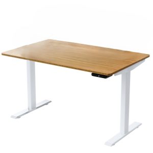 30" Adjustable Brown and White Stainless Steel Computer Desk