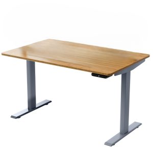 30" Adjustable Brown and Gray Stainless Steel Computer Desk