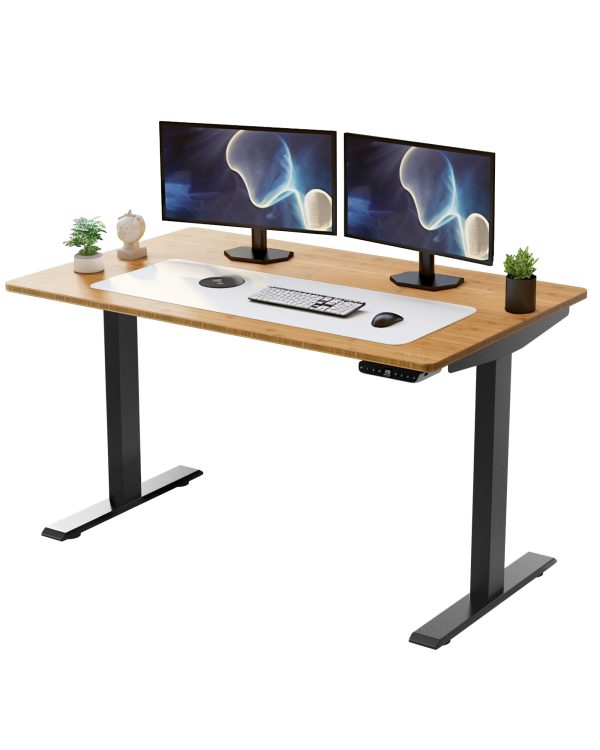 30" Adjustable Brown and Black Stainless Steel Computer Desk - Image 3