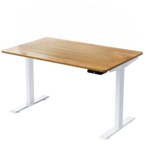 30" Adjustable Brown and White Stainless Steel Computer Desk